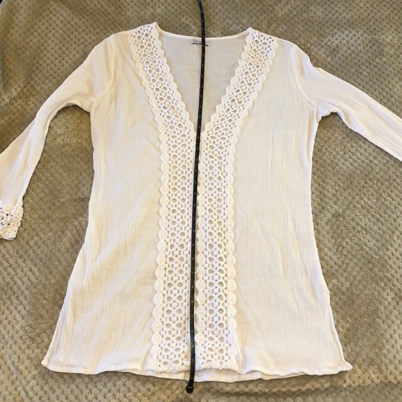Crochet Trimmed Beach Cover Up Tunic - Picture 7 of 12